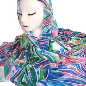 La Blanca Tropical Palm Print Sarong Wrap Swim Cover Up Multicolor One Size